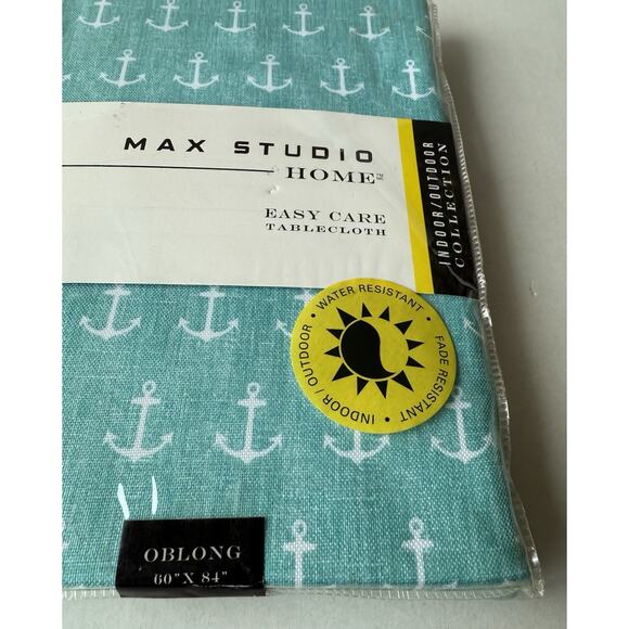 Nautical Anchors Oblong Tablecloth Indoor Outdoor Water & Fade Resistant Max - Picture 11 of 11